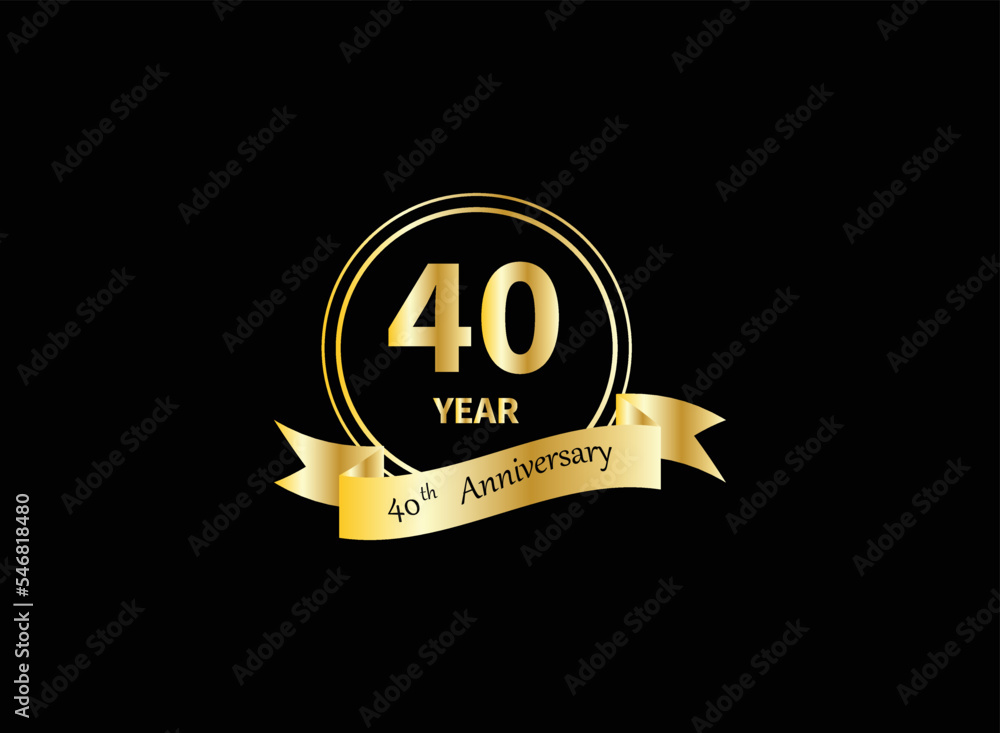 40 years anniversary logo template isolated on gold, gold stamp 19th label with ribbon, twenty year birthday seal symbol. 40 years anniversary logo template isolated on gold, gold stamp 19th label with ribbon, twenty year birthday seal symbol.