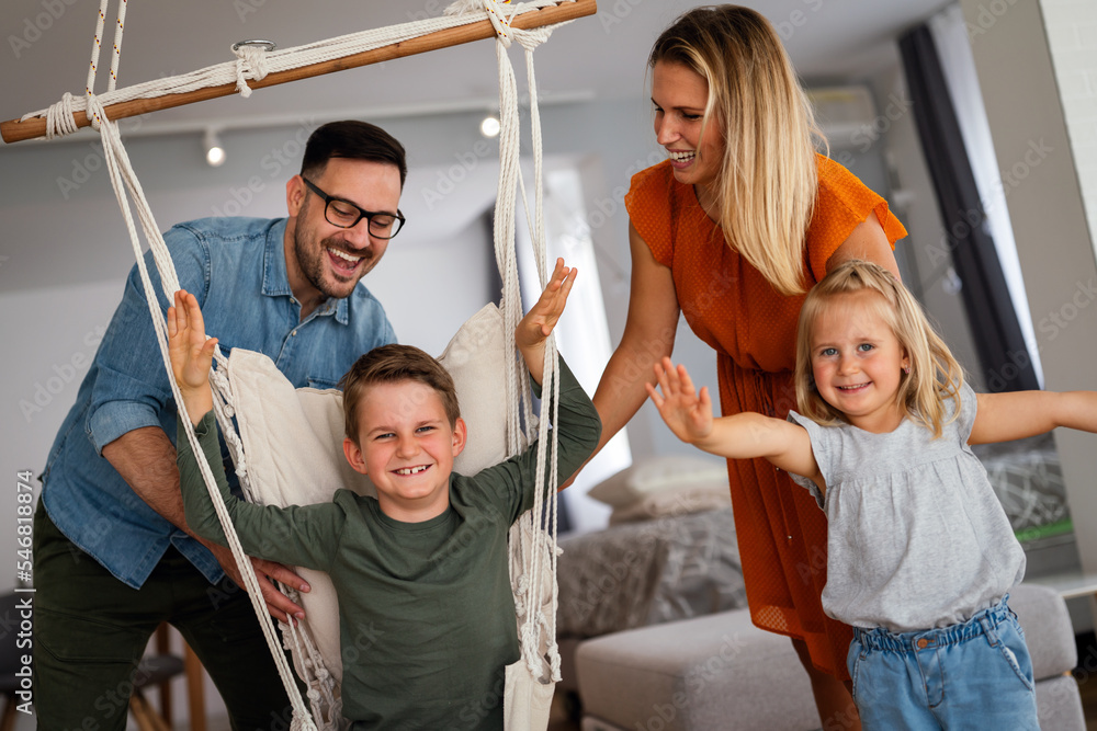 Obraz premium Happy family having fun and spending time together at home