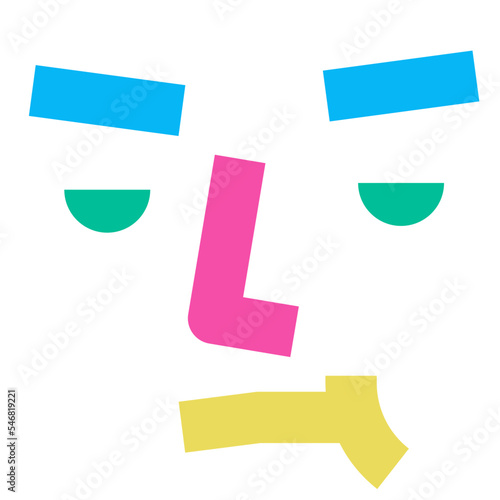 Geometric bored face vector illustration in flat color design