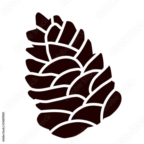 Christmas pine cone, branch spruce and fir, evergreen vector icon, winter tree, green plant