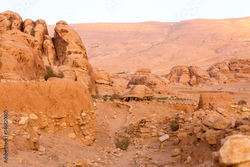 Al Beidha ruins of a prehistoric settlement in Middle East, located near Little Petra Siq al-Barid, Jordan