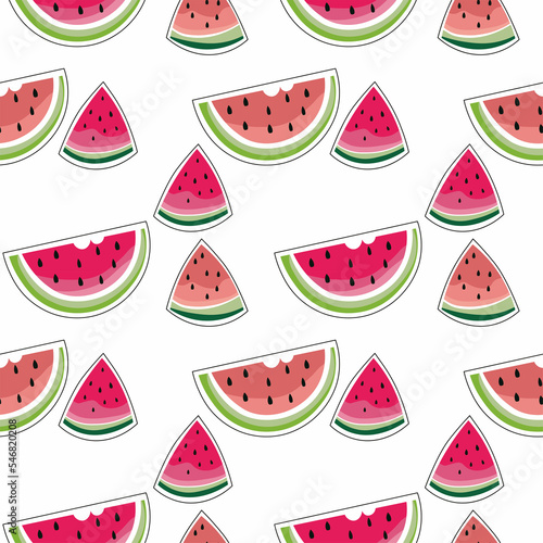 Seamless background with watermelon slices.Summer.Vector graphics.