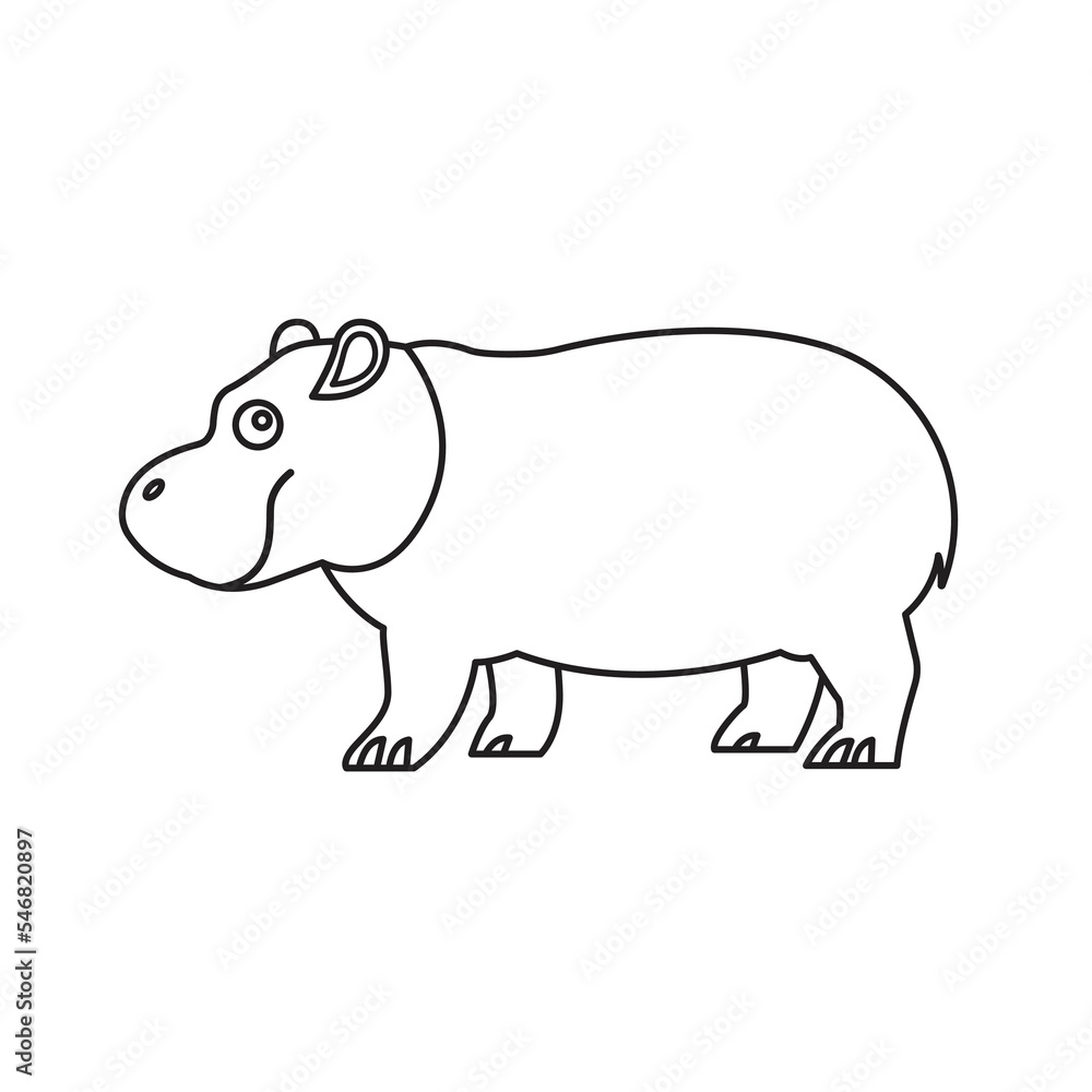 hippo hippopotamus drawing line icon silhouette hippo hippopotamus drawing line icon silhouette