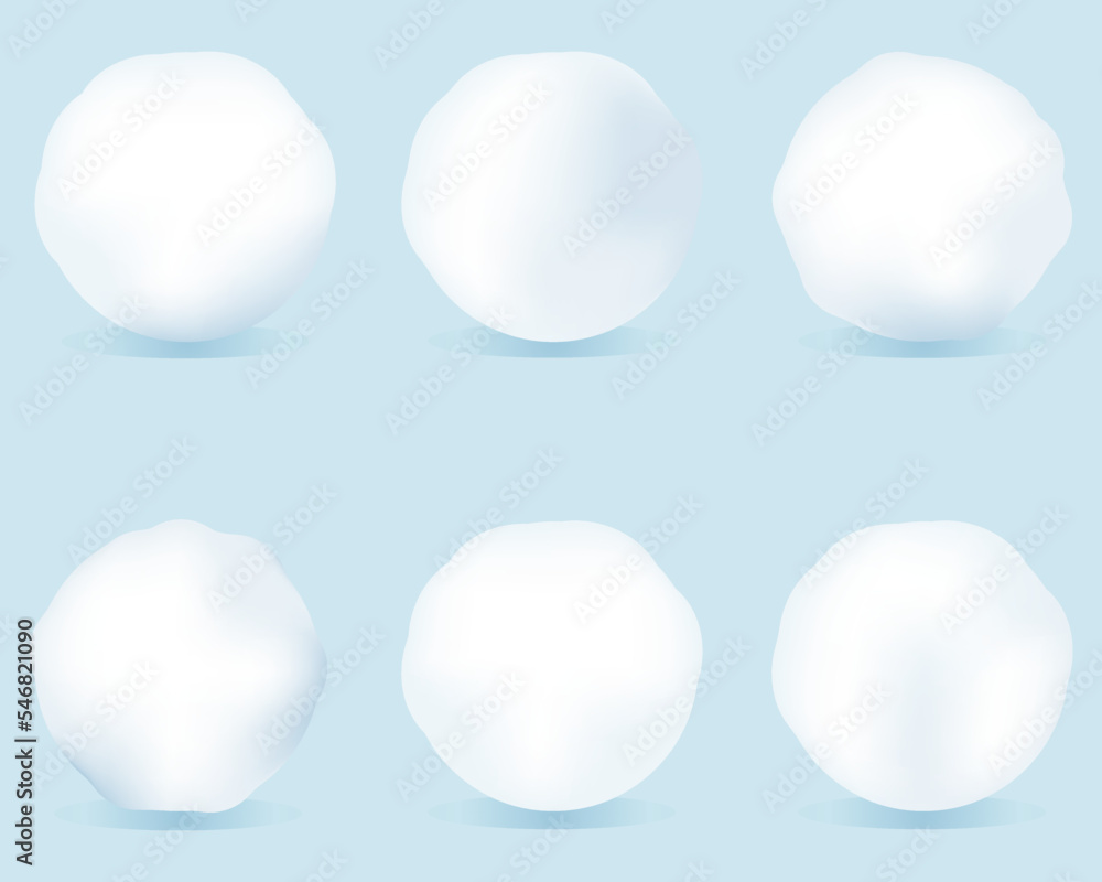 Set of realistic vector snowballs.Winter frozen snow ball, christmas