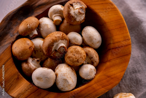 Champignon mushroom on the table. Fresh Champignon mushroom image. 