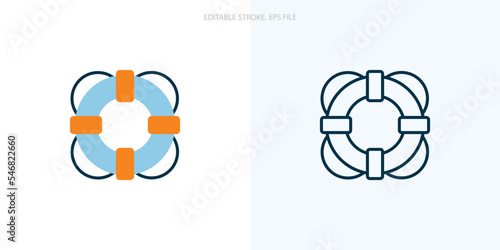 Lifebuoy icon for your website, logo, app, UI, product print. Lifebuoy concept flat Silhouette vector illustration icon. Editable stroke icons set. EPS file	