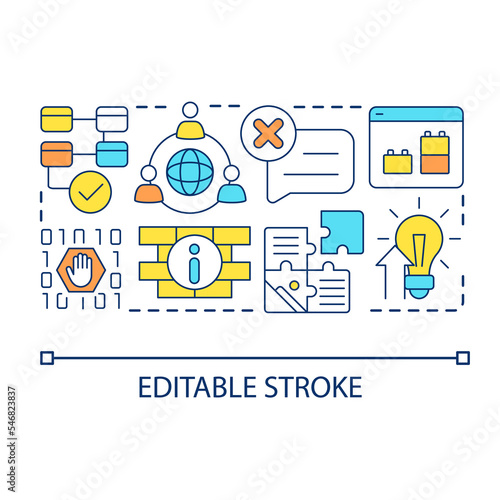 Web development trends concept icon. Low code. Static website generator. Digital technology tendency abstract idea thin line illustration. Isolated outline drawing. Editable stroke. Arial font used