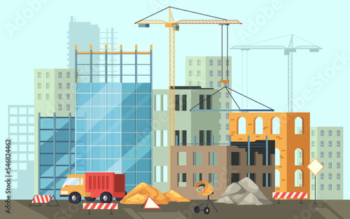 Scape of biulding works or construction, vector
