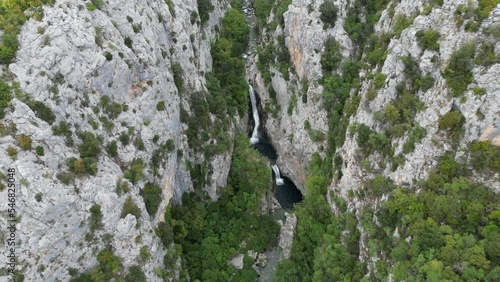 Waterfall Gubavica Croatia overhead drone aerial view photo