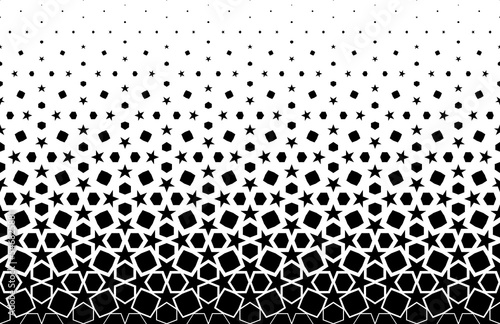 Geometric pattern of black figures on a white background. Seamless in one direction.SCALE method photo