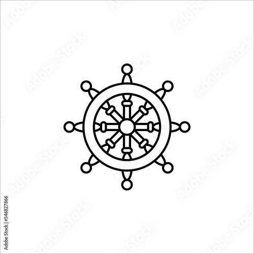 Ship steering wheel. Vector icon on white background. color editable