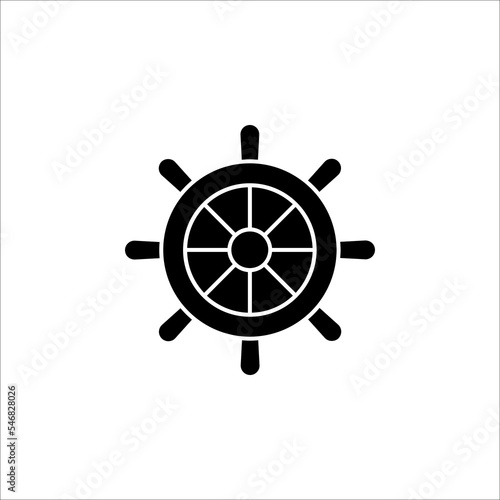 Ship steering wheel. Vector icon on white background. color editable