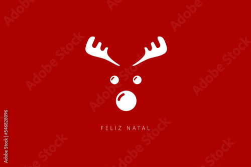 Portuguese text: Feliz Natal. Merry Christmas. Vector. Cartoon