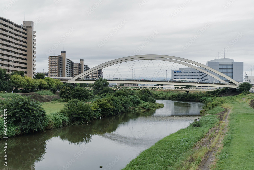 Fototapeta premium Suburban riverbed in Japan
