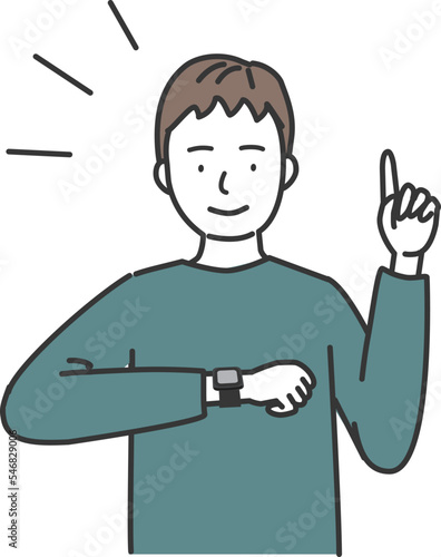 スマートウォッチをチェックする男性