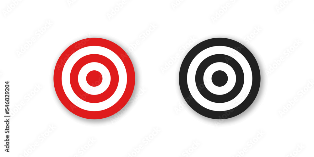 Flat target icon in red color . Hit the target . 10 EPS. Targets illustration with shadow. Flat target icon in red color . Hit the target . 10 EPS. Targets illustration with shadow.