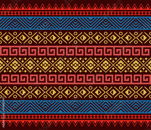 Aztec tribal seamless pattern, ethnic and tribal motifs, Background for textile, fabric, wallpaper, card template, wrapping paper, carpet, cover