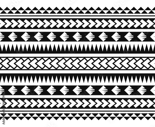 Polynesian Maori tribal seamless hawaii pattern. Background for fabric, wallpaper, card template, wrapping paper, decoration, carpet, textile, cover. ethnic tattoo style pattern