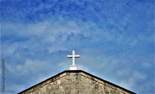 Cross on the church high in the sky