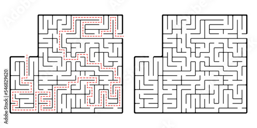 Maze, a simple logic game with labyrinths. Vector maze game.