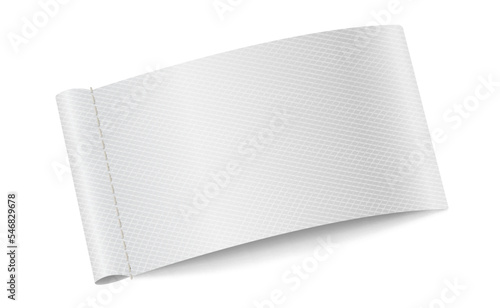 Blank white fabric label isolated on white background. Realistic eps file.
