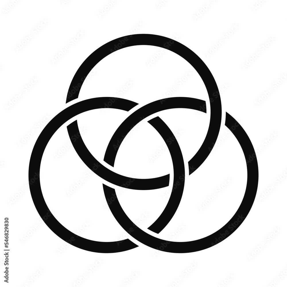 Trinity concept logo icon - Borromean rings sign isolated