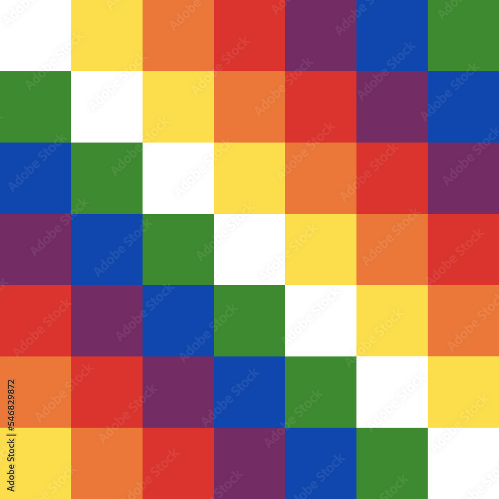 Quechua Wiphala native people of the south America flag - Vector multicolored squared illustration background