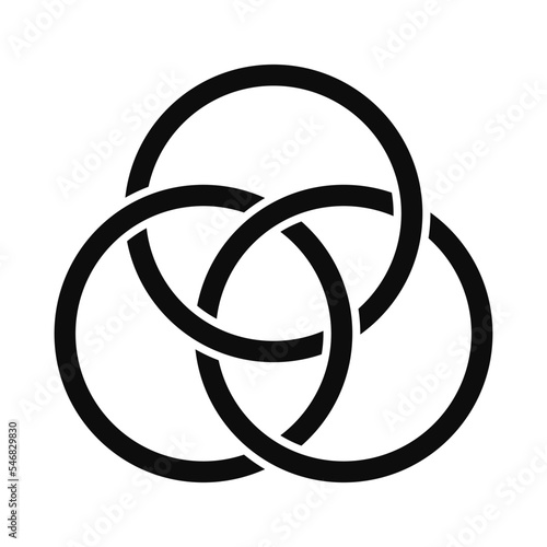 Trinity concept logo icon - Borromean rings sign isolated