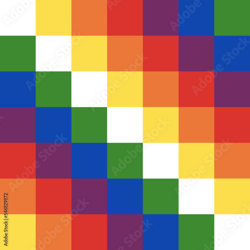 Quechua Wiphala native people of the south America flag - Vector multicolored squared illustration background photo