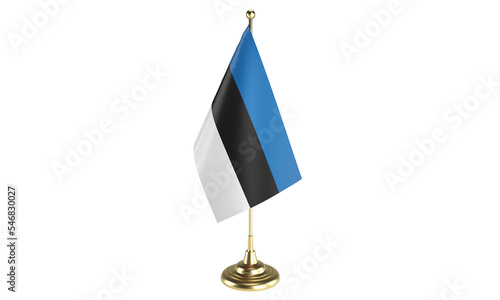 Estonia table flag on white background, 3d rendering, isolated