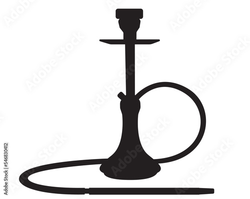 Black silhouette  of Turkish hookah in isolate on white background.Vector illustration.

