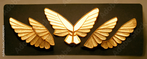 Fotografie, Obraz Golden badge with wings and light effect