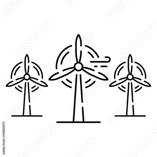 Wind Green Energy Line Icon. Ecology Renewable Power Generation Farm Linear Pictogram. Ecological Windmill Outline Icon. Eco Wind Turbine. Editable Stroke. Isolated Vector Illustration