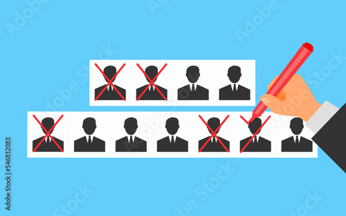 reduction of staff for the sake of company effectiveness. mass layoffs. the manager of the company fired several employees