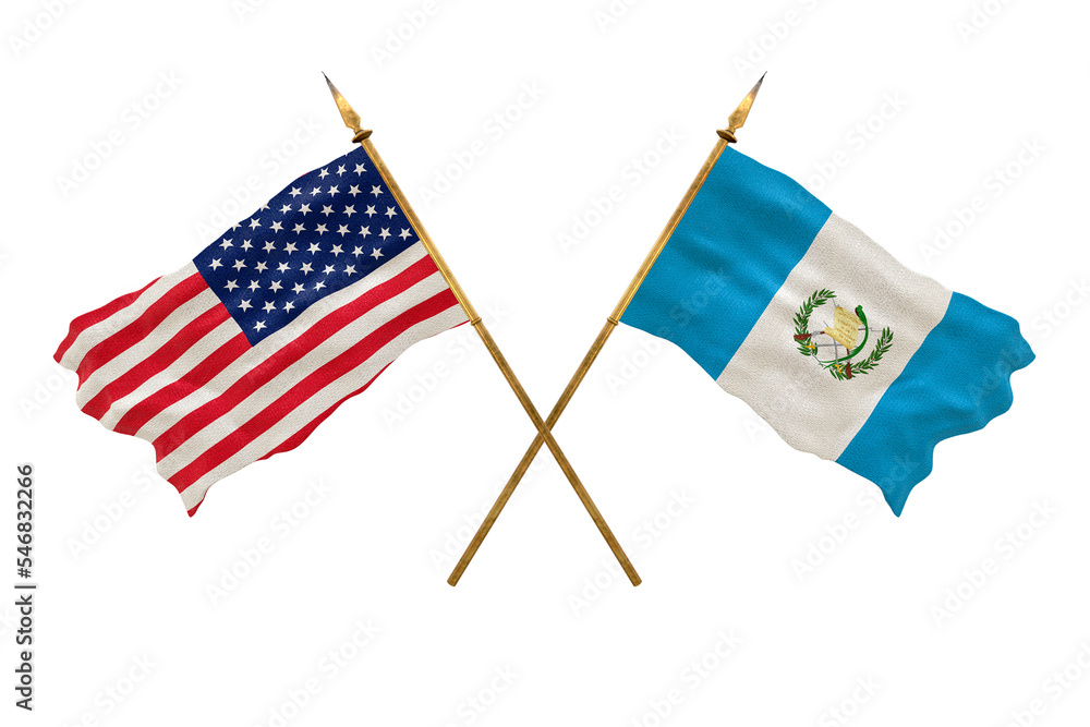 Background for designers. National Day. National flags of United States of America. USA and Guatemala Background for designers. National Day. National flags of United States of America. USA and Guatemala