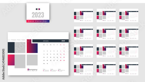 Desk Calendar 2023, Calendar 2023 Template Design