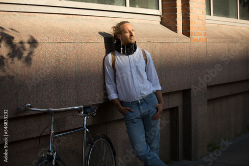 Wallpaper Mural Man listening to music by bicycle Torontodigital.ca