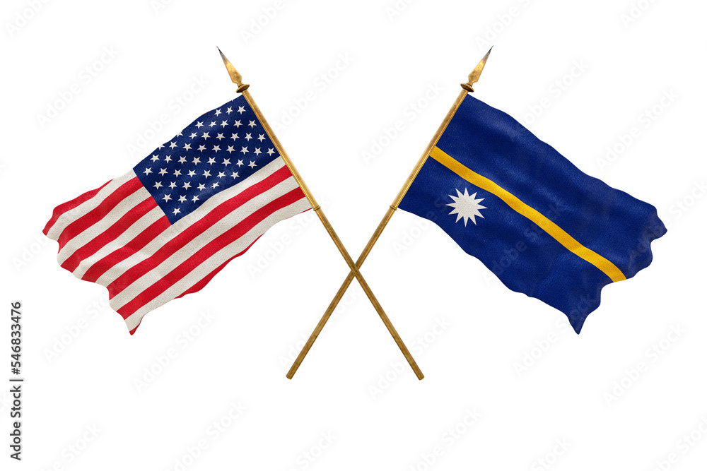 Background for designers. National Day. National flags of United States of America. USA and Nauru Background for designers. National Day. National flags of United States of America. USA and Nauru