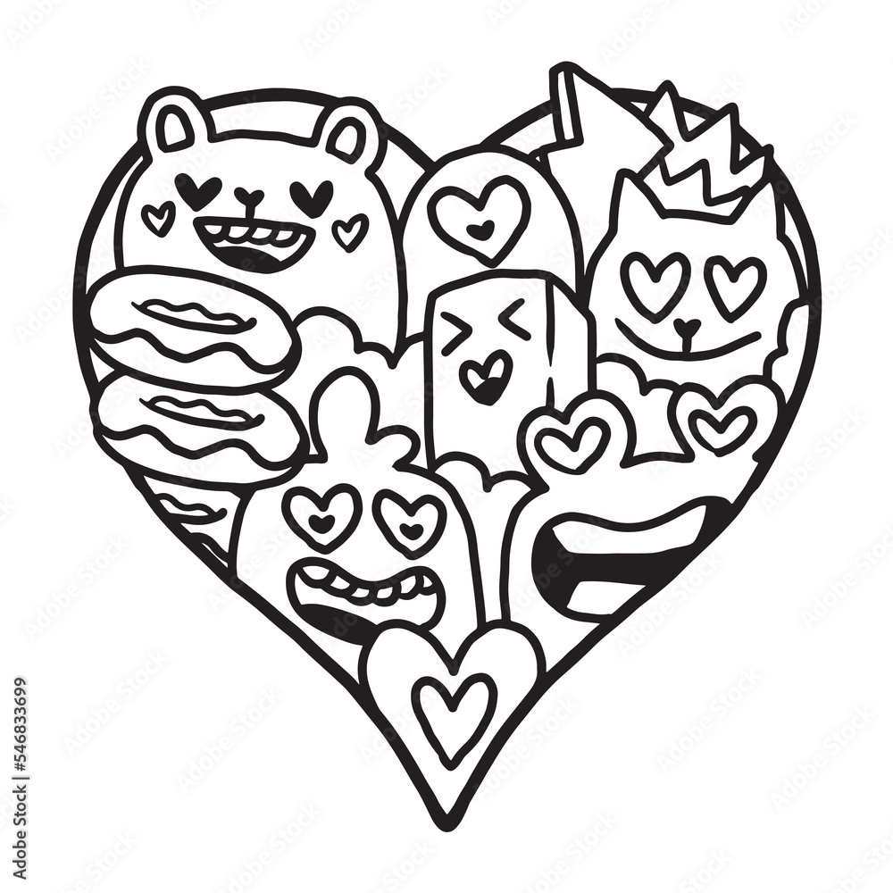 Heart Doodle Cute Valentine coloring page Heart Doodle Cute Valentine coloring page
