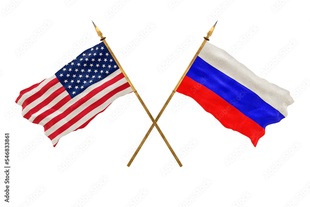 Background for designers. National Day. National flags  of United States of America. USA and Russia