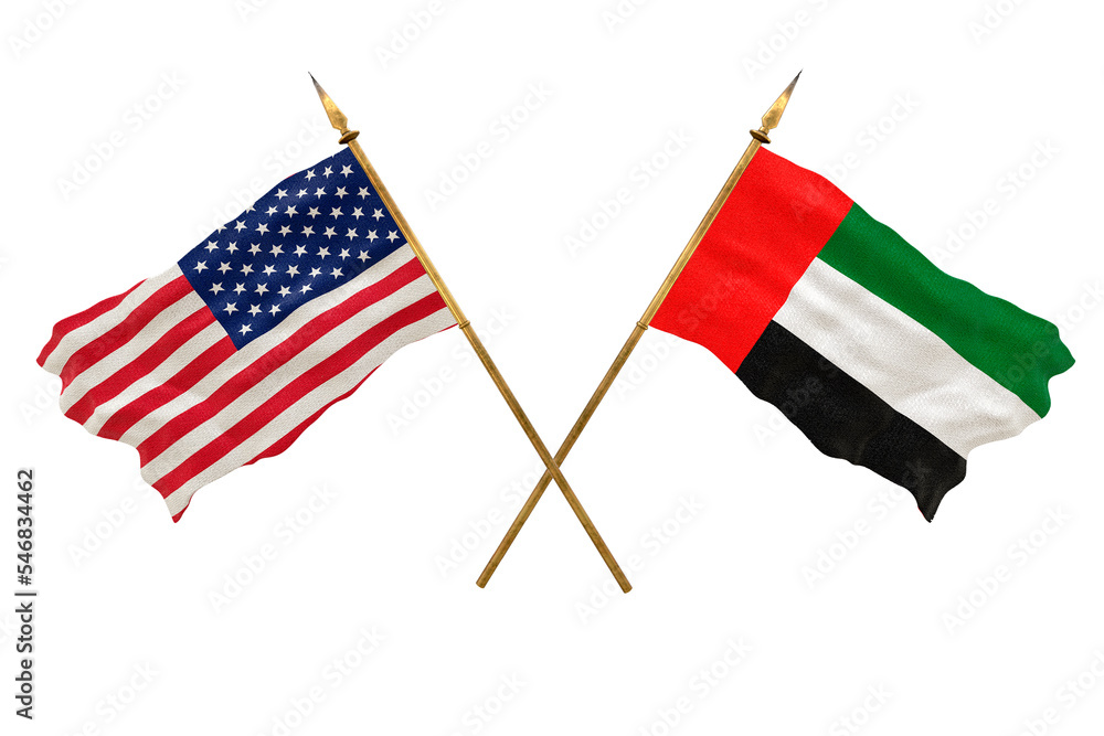 Background for designers. National Day. National flags of United States of America. USA and United Arab Emirates Background for designers. National Day. National flags of United States of America. USA and United Arab Emirates