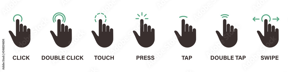 Hand Finger Touch, Swipe, Click, Press and Tap Silhouette Icon Set. Gesture Slide Left and Right Black Icon. Double Click and Tap Sign. Isolated Vector Illustration Hand Finger Touch, Swipe, Click, Press and Tap Silhouette Icon Set. Gesture Slide Left and Right Black Icon. Double Click and Tap Sign. Isolated Vector Illustration