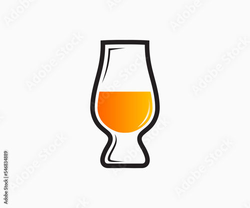 Whiskey Glass Vector. Whiskey Glass Icon. Glencairn Whisky Glass.