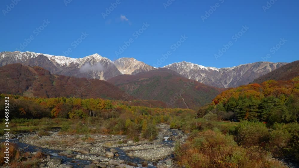 白馬大橋から眺めた秋の北アルプス 白馬大橋から眺めた秋の北アルプス
