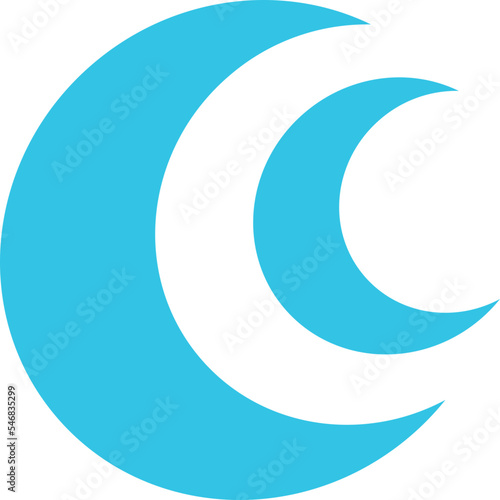 two blue crescent shape images with different sizes 