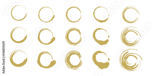 筆書きの円セット　金