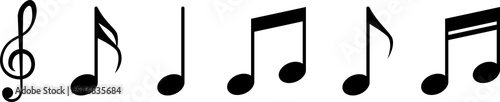 Fotografie, Obraz Musical notes icon set on transparent background
