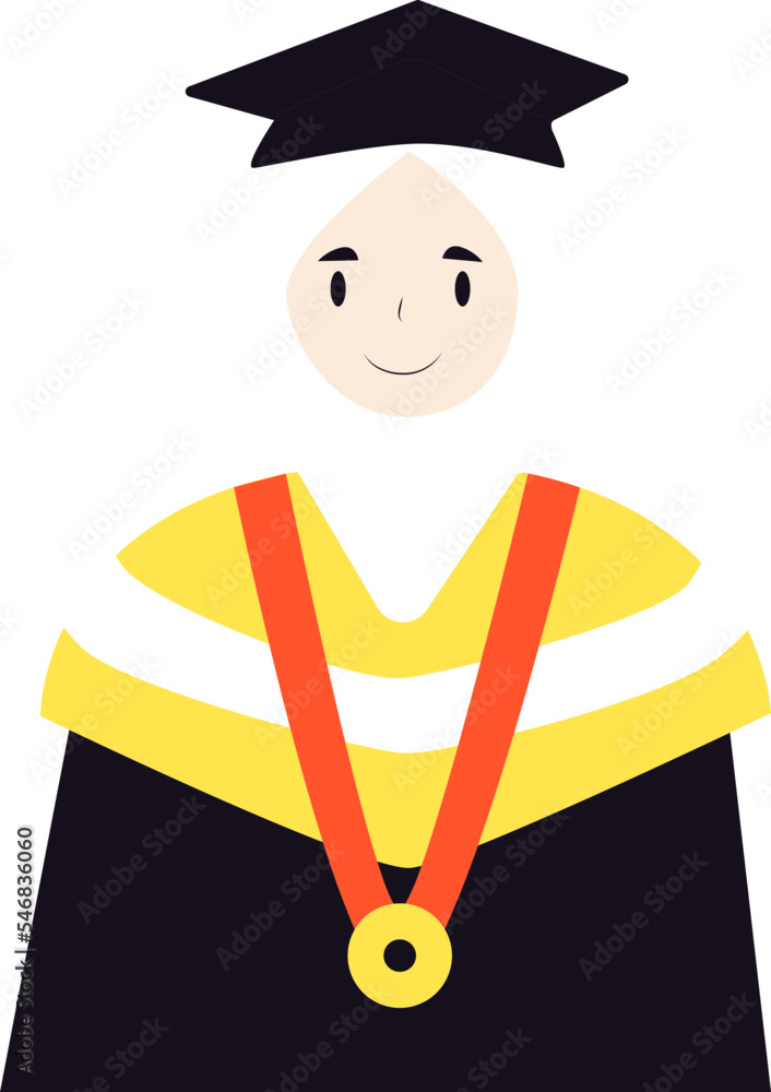 female graduates wear black robes and wear a white hijab with a toga