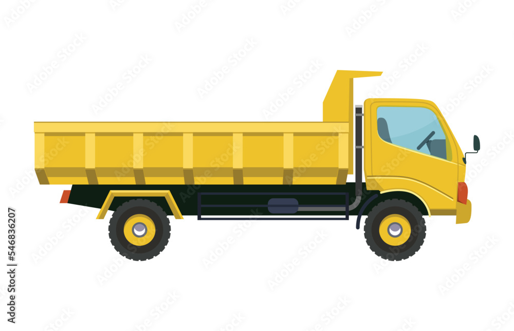 truck car transportation transport vehicle cargo dump construction trailer road dumper vector illustration