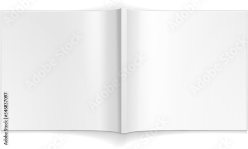 Mockup Blank Open Magazine, Book, Booklet, Brochure, Cover. Illustration Isolated On White Background. Mock Up Template Ready For Your Design. Vector EPS10